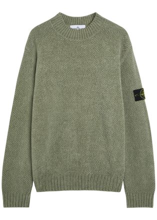 Stone Island Logo Cotton Jumper - Sage - XL