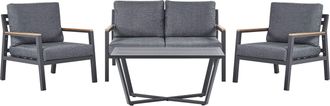 Beliani Set Salotto Da Giardino 4 Posti In Alluminio Grigio E Nero Delia
