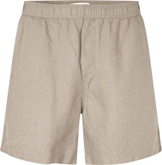 Sams&oslash;e & Sams&oslash;e Casual Shorts - Heren - Korte Broeken - Grijs - S - Linnen - Korte Broeken