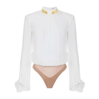 Elisabetta Franchi Dames, Tops, Wit, Maat: S Viscose