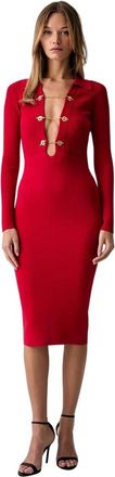 Elisabetta Franchi Vestido de punto con cadenas de joyas - Dresses - Mujer - Rojo - S