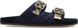 Burberry Urchin Slides - Heren - Sandalen - Blauw - 41 1/2 EU - Katoen - Schoenen