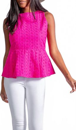 Sail to Sable Sleeveless Zip Back Peplum Top In Watermelon