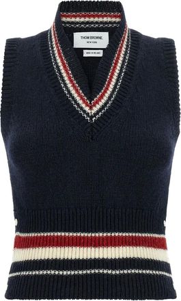 Thom Browne Chaleco Hector Pointelle de Raya Donegal RWB - Knitwear - Mujer - Azul - XS