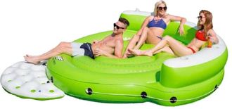 Bestway Colchoneta Hinchable En Forma De Isla Tama&ntilde;o Xl Bestway Kick Back 275x255x65 Cm Con 5 Plazas, Respaldo Y 5 Posavasos