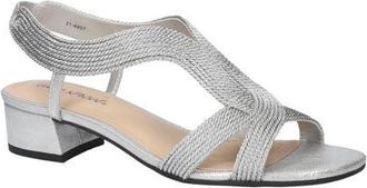 Easy Street Festival Block Heel Slingback Sandal in Silver Woven at Nordstrom, Size 7.5