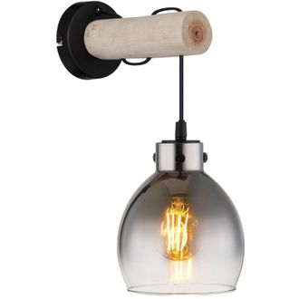 Globo Lighting Ryan Lampada da parete in vetro fum&eacute; nero opaco, 1x E27