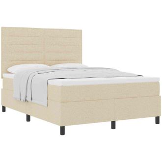 vidaXL Box Spring Bed with Mattress Cream 140 x 200 cm Fabric vidaXL