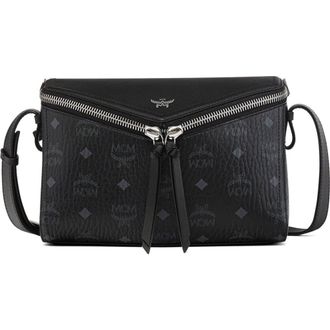 MCM Diamant 3D Shoulder Bag in Visetos Leather Mix in Black at Nordstrom