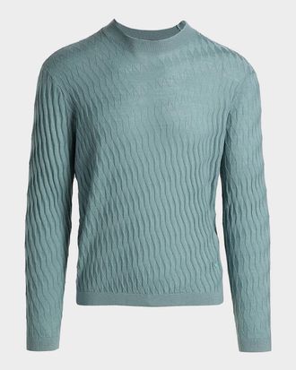 Emporio Armani Men & apos;s Wool Tonal Jacquard Crewneck Sweater