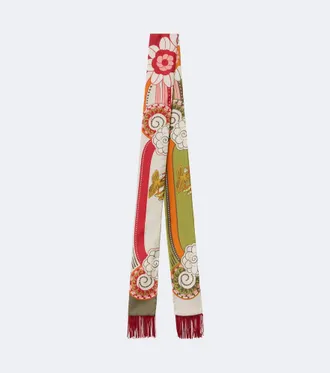 La DoubleJ Fringed printed silk scarf