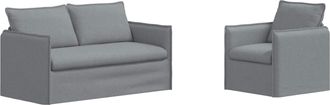 vidaXL Juego De Sof&aacute; 2 Uds. Gris Claro Tela Vidaxl