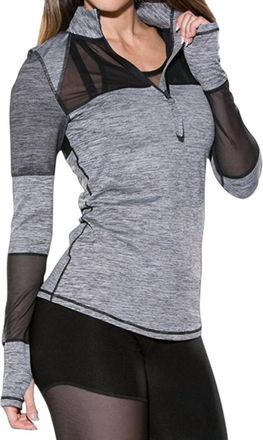 TLF Apparel Muse Bardot Mesh Panel Long Sleeve Top In Graphite