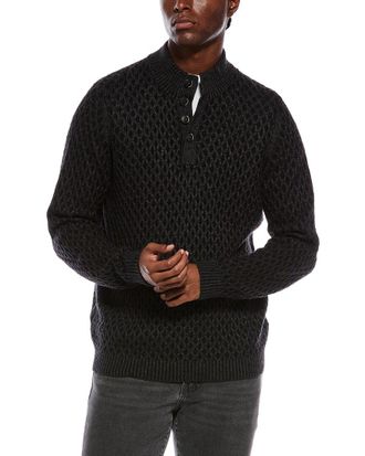 Tommy Bahama Cross Cable Wool & Alpaca-Blend Button Neck Mock Sweater