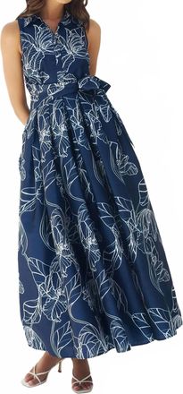 Hutch Hastings Maxi Dress In Dramatic Vining Iris Navy/white