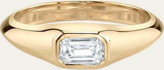 Lizzie Mandler 18K Yellow Gold Emerald-Cut White Diamond Pinky Ring