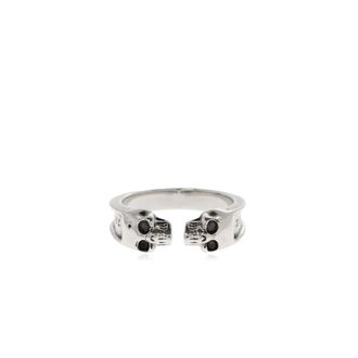 Alexander McQueen Twin Skull Ring - Heren - Ringen - Grijs - 58 MM - Leer - Accessoires
