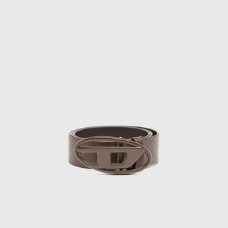 Diesel 4cm leather belt with matte Oval D buckle - Belts - Unisex - Brown