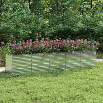 vidaXL Arriate De Acero Galvanizado Plateado 400x80x77 Cm Vidaxl
