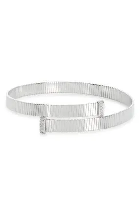 Meshmerise Diamond Ribbed Cuff Bracelet in White Gold at Nordstrom Rack