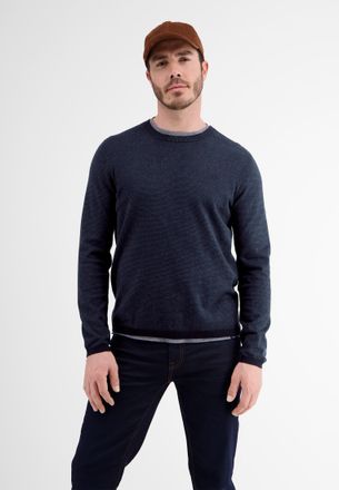 Lerros Strickpullover LERROS LERROS Gestreifter Strick-Longsleeve, Herren, Gr. S, blau (classic navy), 100% Baumwolle, Pullover Strickpullover