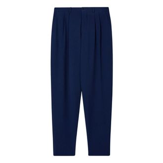 Giorgio Armani Straight Trousers, male, Blue, Size: L Pleated Trousers