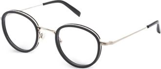 Gold and Wood round-frame glasses - Black