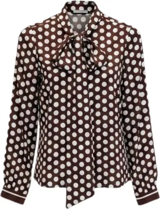 Herzen'sangelegenheit Overhemden, Dames, Bruin, 2Xl, Blouse met strik