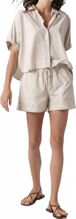 Lilla P Striped Pocket Short In Flax Striped