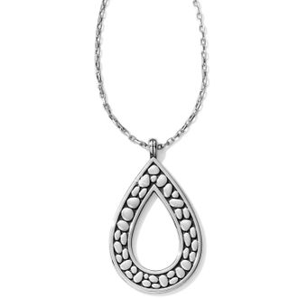 Brighton Womens Pebble Open Teardrop Necklace In Silver
