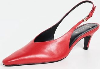 Black Suede Studio Womens Snip Toe Slingback Pump In Cherry