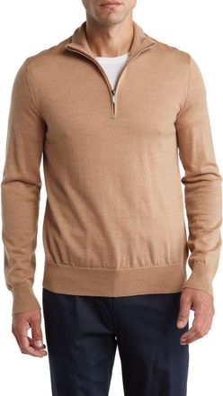 Brooks Brothers Merino Wool Quarter Zip Pullover in Camel at Nordstrom Rack, Size Xx-Large