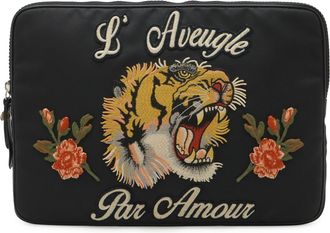 Gucci Black Multi-Color Nylon Canvas Clutch Bag (Pre-Owned)