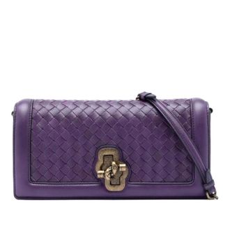 Bottega Veneta Pre-owned Cross Body Bags, female, Purple, Size: ONE SIZE Pre-owned Woven Crossbody Bag