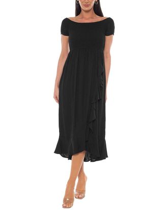 Bebe Cap Sleeve Smocked Ruffle Dress