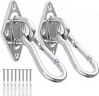 OEM Kit De Fijtaci&oacute;n Para Hamacas - Placa De Gancho M10 En Acero Inoxidable - Para Paredes Macizas - Capacidad De Carga 300 Kg - 2 Unidades