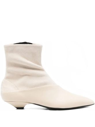 Sergio Rossi 25mm Beak pointed ankle boots - women - Calf Leather/Goat Skin/Calf Leather/Lyocell/Kid Leather - 38.5 - Neutrals