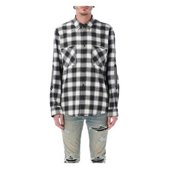 Amiri Casual Shirts, male, Black, Size: XL Bones Flannes Shirt