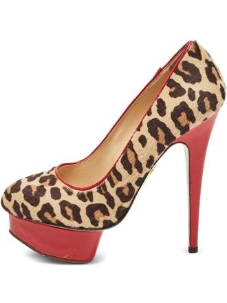 Charlotte Olympia pre-owned 145mm leopard-print pumps - Brown