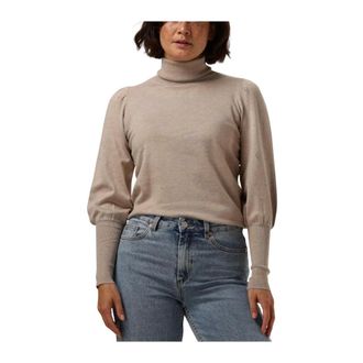 Notre-V Basic Gebreide Blouse - Dames - Coltruien - Beige - XL - Truien & Vesten