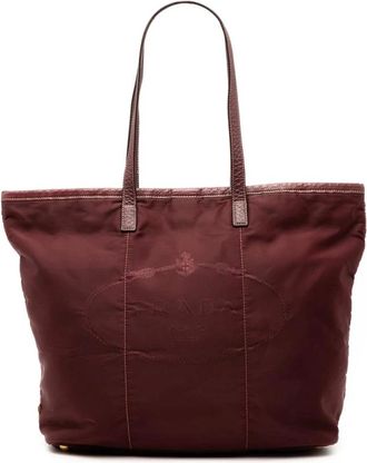 Prada Pre-owned Tote Bags, female, Red, Size: ONE SIZE Pre-owned Nylon Tote Bag