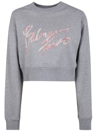 Balmain Balmain Paris Cropped Roundneck Sweater