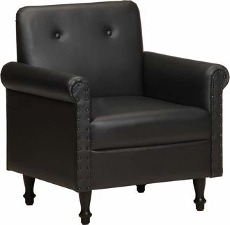 vidaXL Sill&oacute;n Butaca De Cuero Aut&eacute;ntico Negro Vidaxl