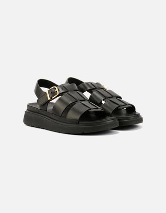 FitFlop Womens FitFlop GEN-FF Fisherman Leather Womens Black Sandals - Size: 6.5