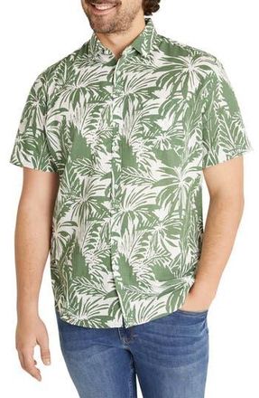 Johnny Bigg Loxton Classic Fit Leaf Print Short Sleeve Cotton Button-Up Shirt in Fern at Nordstrom Rack, Size Xxx-Large