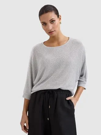 Phase Eight Cristine Metallic Knitted Jumper in Silver at Nordstrom, Size X-Small