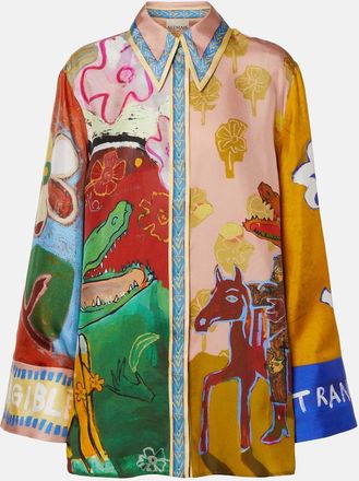 Alemais Al&eacute;mais x MLAK printed silk twill shirt