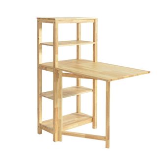 SoBuy Mesa de comedor plegable con 5 estantes madera color natural