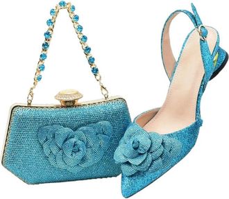 Generic Ladies Shoe And Bag Set Italian Party Shoes And Bag Set For Women Rhinestoness Wedding Bride Heels