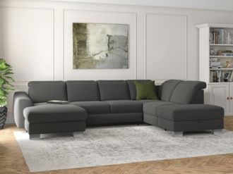 Sit&more Wohnlandschaft »Dundee U-Form« mit Federkern und Edelstahlfüssen, wahlweise mit Kopfteilverstellung